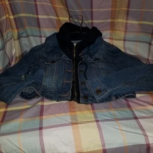 Jean jacket with hoodie size m